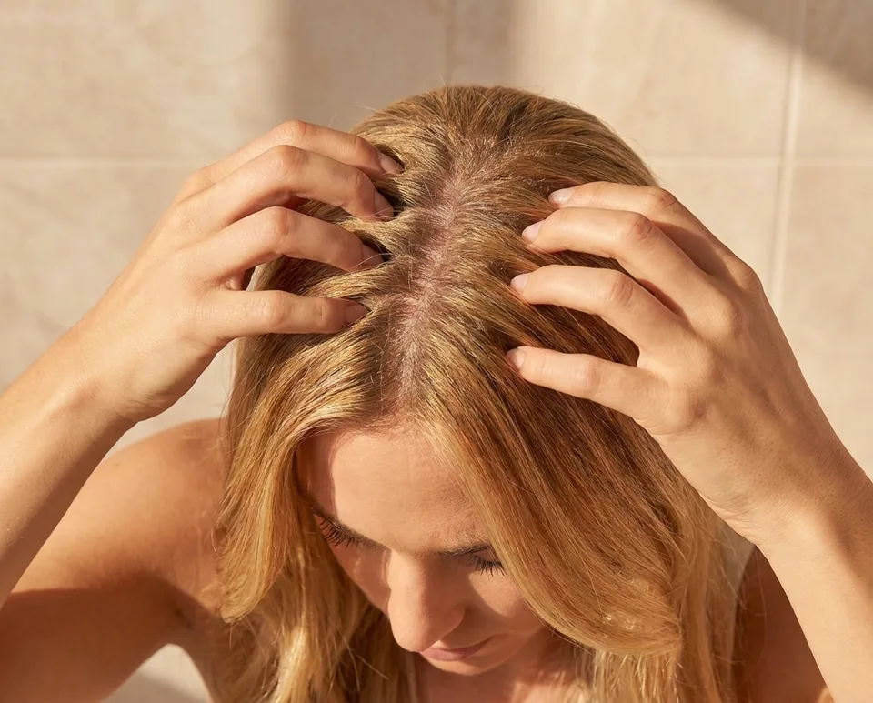 HaloGrow Hair Growth Serum in use