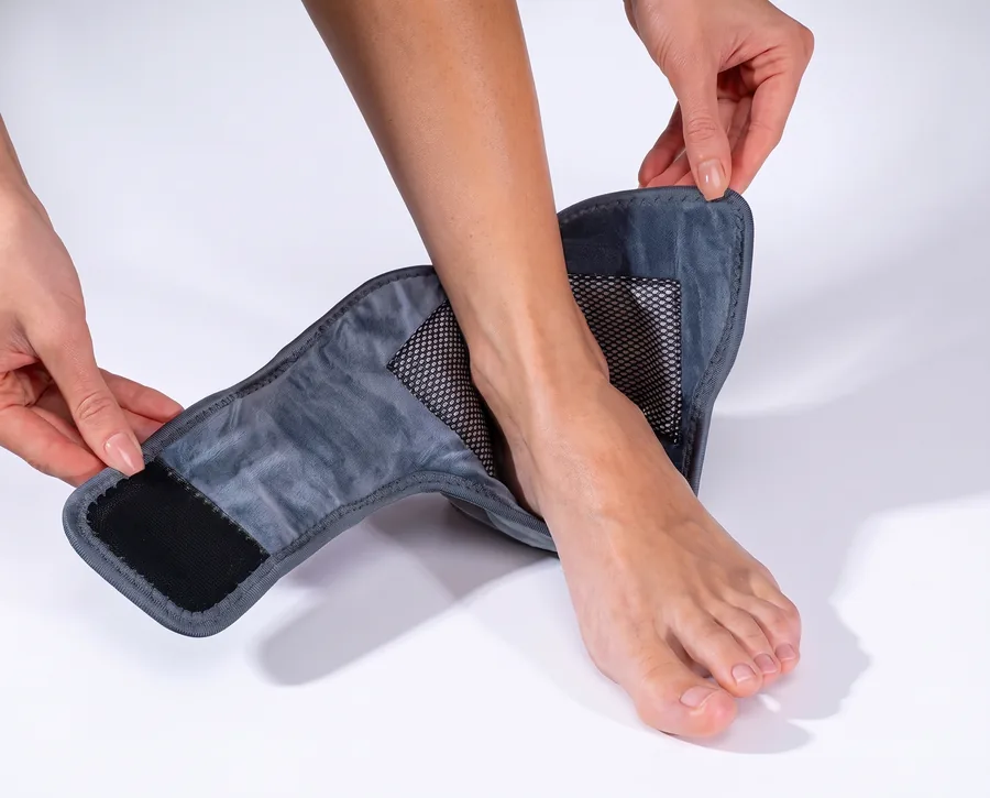 Opening the EMSense wrap to slip a bare foot in