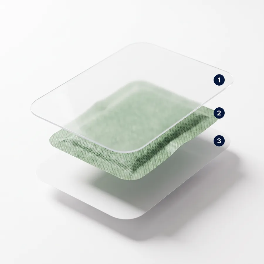Exploded view of the three Bandoo patch layers